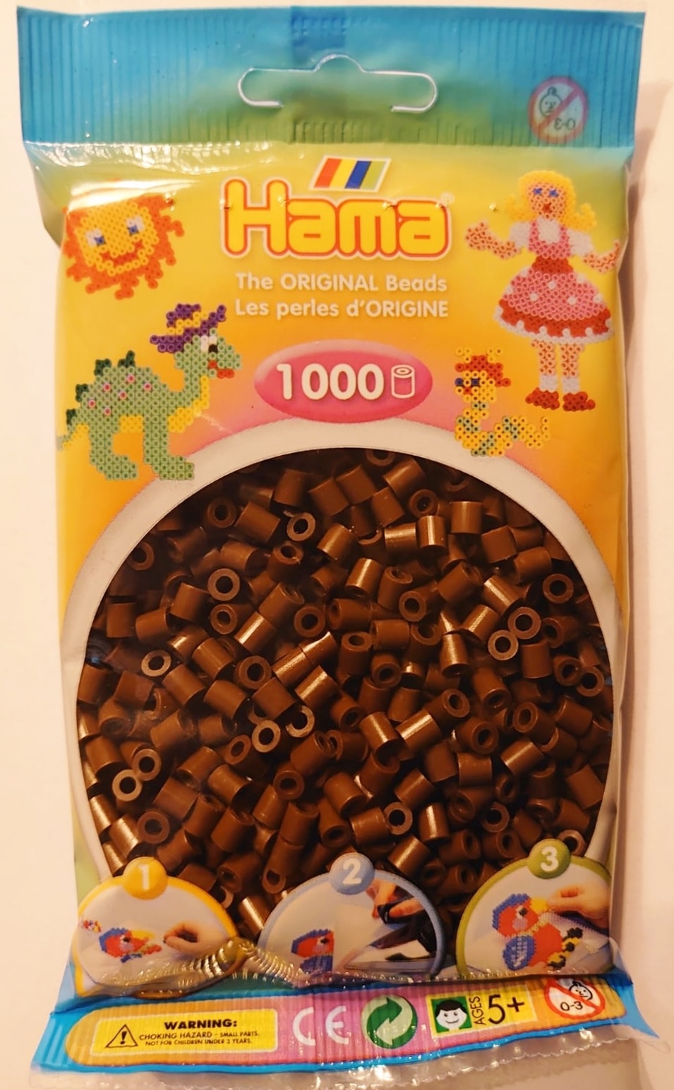 Zakje Illusie lenen Hama chocoladebruin (bruin) midi strijkkralen, zakje met 1.000 stuks  normale strijkparels – Blije Kids
