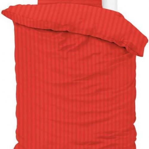 1-persoons dekbedovertrek (dekbed hoes) helder rood gestreept met fijne strepen eenpersoons 140 x 220 cm