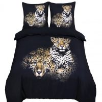 Lits-jumeaux dekbedovertrek (dekbed hoes) “leopard” zwart met fotoprint van luipaard / panter / cheeta (wilde dieren) 240 x 220 cm (slaapkamer)