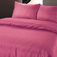 Lits-jumeaux dekbedovertrek (dekbed hoes) fel roze / fuchsia roze gestreept met fijne strepen / banen 240 x 220 cm