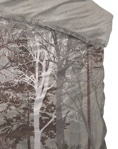 2-persoons dekbedovertrek (dekbed hoes) taupe – bruin met bomen, takken, bladeren, dennenbomen in het bos / natuur (contour) KATOEN tweepersoons 200 x 240 cm