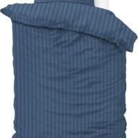 1-persoons dekbedovertrek (dekbed hoes) blauw / donkerblauw gestreept met fijne strepen / banen eenpersoons 140 x 220 cm