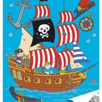 Stoer jongens kleurboek “piraten en zeerovers” voor jongens met gevaarlijke piraat / zeerover, schip, zeilboot, vissen en schatkist (kleuren voor kinderen)
