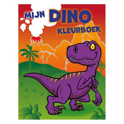 Stoer jongens kleurboek “mijn dino kleurboek” met gevaarlijke en grappige dino’s / dinosaurus T-Rex, 96 pagina’s dik (kleuren voor kinderen)