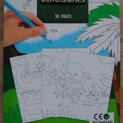 Stoer jongens kleurboek “world of dinosaurs” met gevaarlijke en grappige dino’s / dinosauriërs / dinosaurus T-Rex, 96 pagina’s dik (kleuren voor kinderen)