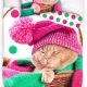 1-persoons kinder dekbedovertrek (dekbed hoes) wit / roze / groen met schattige kitten (poes / poesje / kat) met mutsje op in rieten mand KATOEN eenpersoons 140 x 200 cm